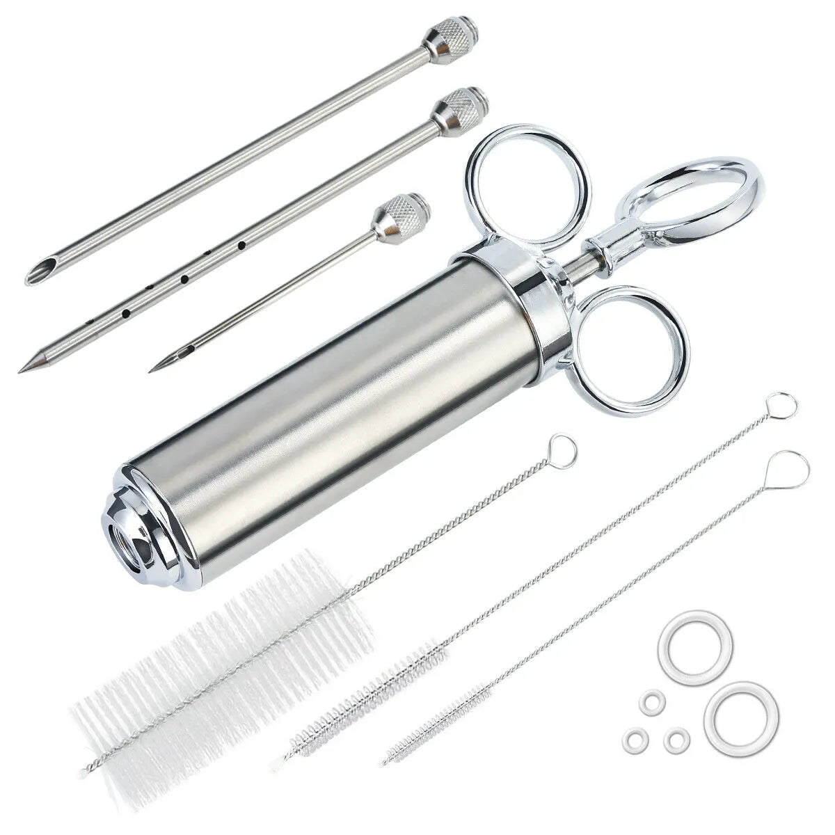 Marinade Meat Seasoning Injector Kit - Stainless Steel Turkey Meat Injectors with 3 Needles - Cooking Syringe for Flavorful Meals