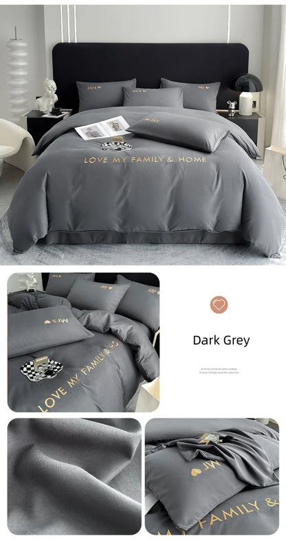 Nordic Luxury Egyptian Cotton Bedding Set - King, Queen, Double, Twin Size with Sheet, Duvet Cover & Pillowcases