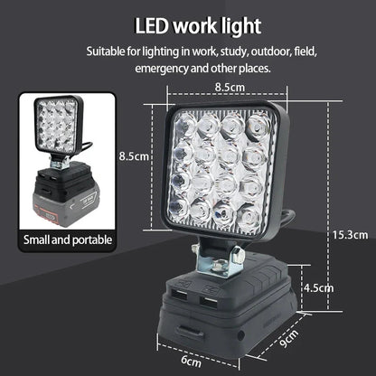 LED Spotlight for 18V Battery – Compatible with Dewalt, Milwaukee, Makita & Bosch, Outdoor Work, Fishing & Emergency Handheld Tool Lamp
