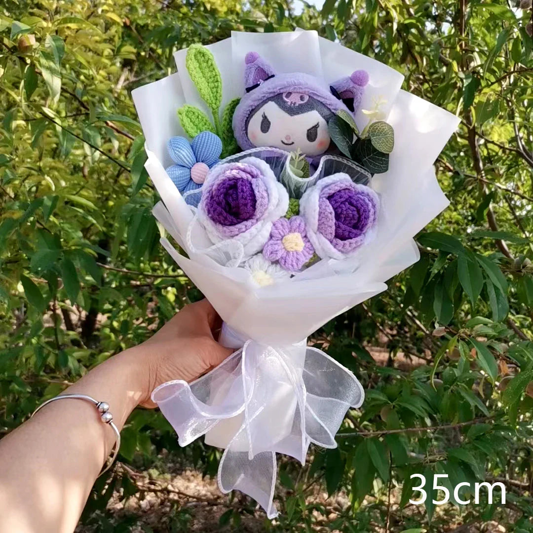 Hello Kitty Plush Bouquet — Anime Rose Soap Flowers for Wedding & Home Decor