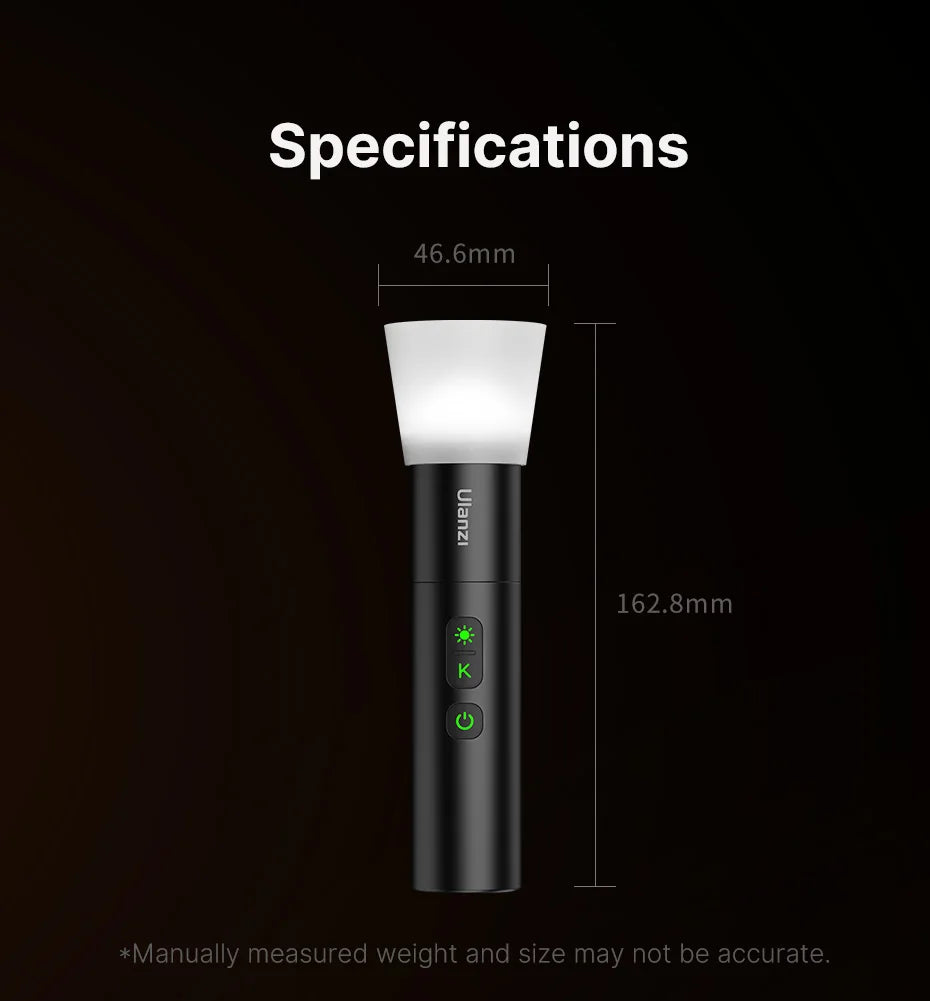 Ulanzi LM07 Zoomable Videography Flashlight - Photography Fill & Ambience Light with 1/4'' Thread for Camera Stand & Cage