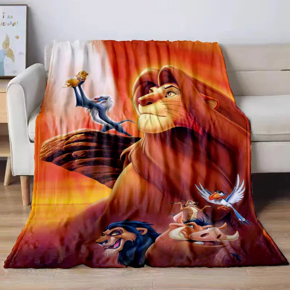 Lion King Simba Cartoon Flannel Blanket – Soft Cozy Throw for Sofa, Bed, Car, Camping, Travel & Kids Gift
