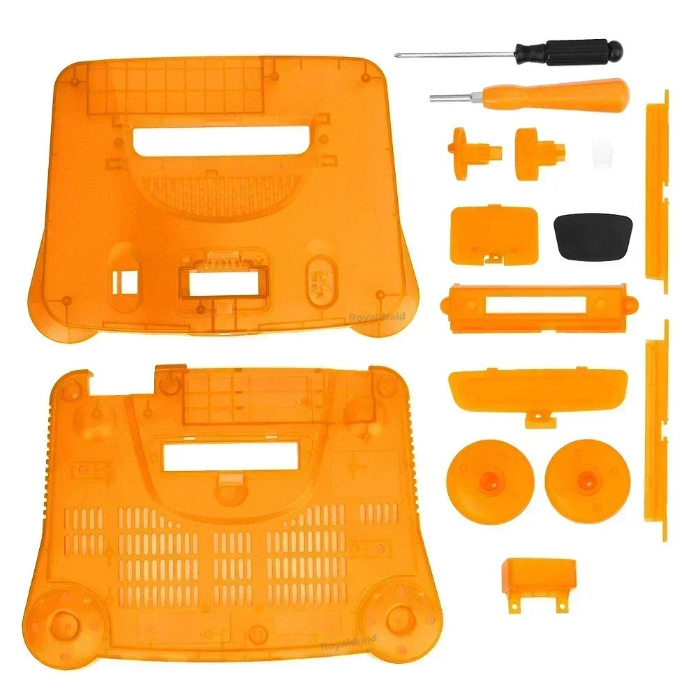 2-Pack Transparent Orange & Purple N64 Replacement Housing Shell – Translucent Case for Nintendo N64 Console