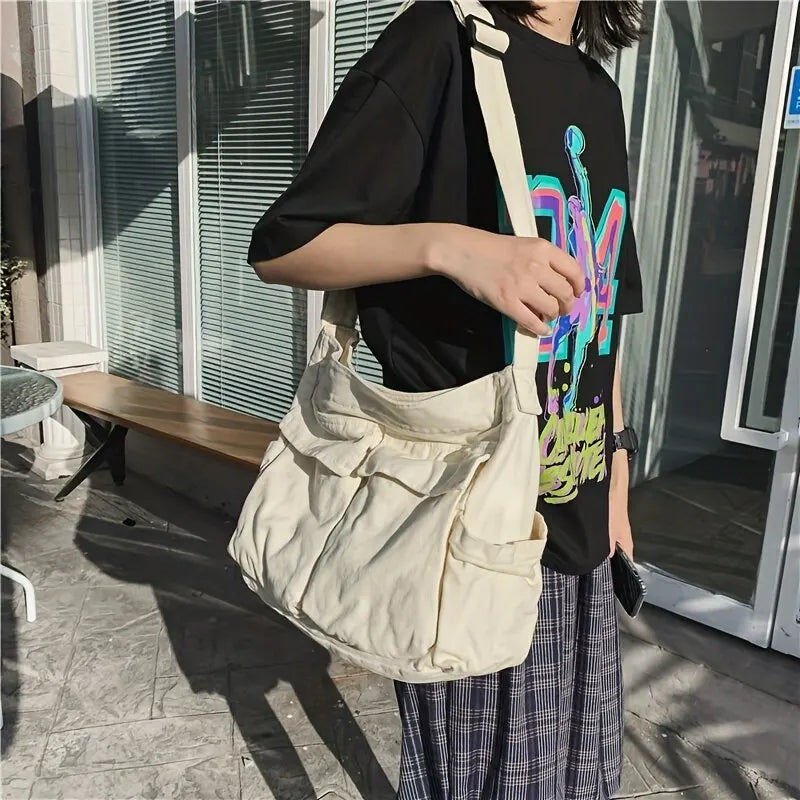 Vintage Canvas Handbag: Women's Teenager Shoulder Tote Messenger Bag - Casual Crossbody Purse for Ladies