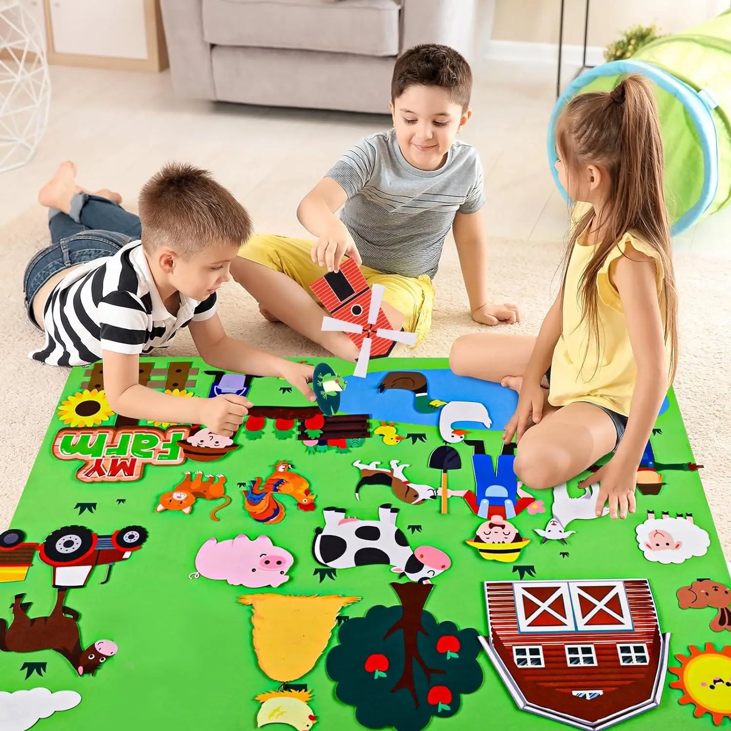 Farm Animals Felt Story Board Set – Interactive Early Learning Wall Puzzle Toys for Toddlers