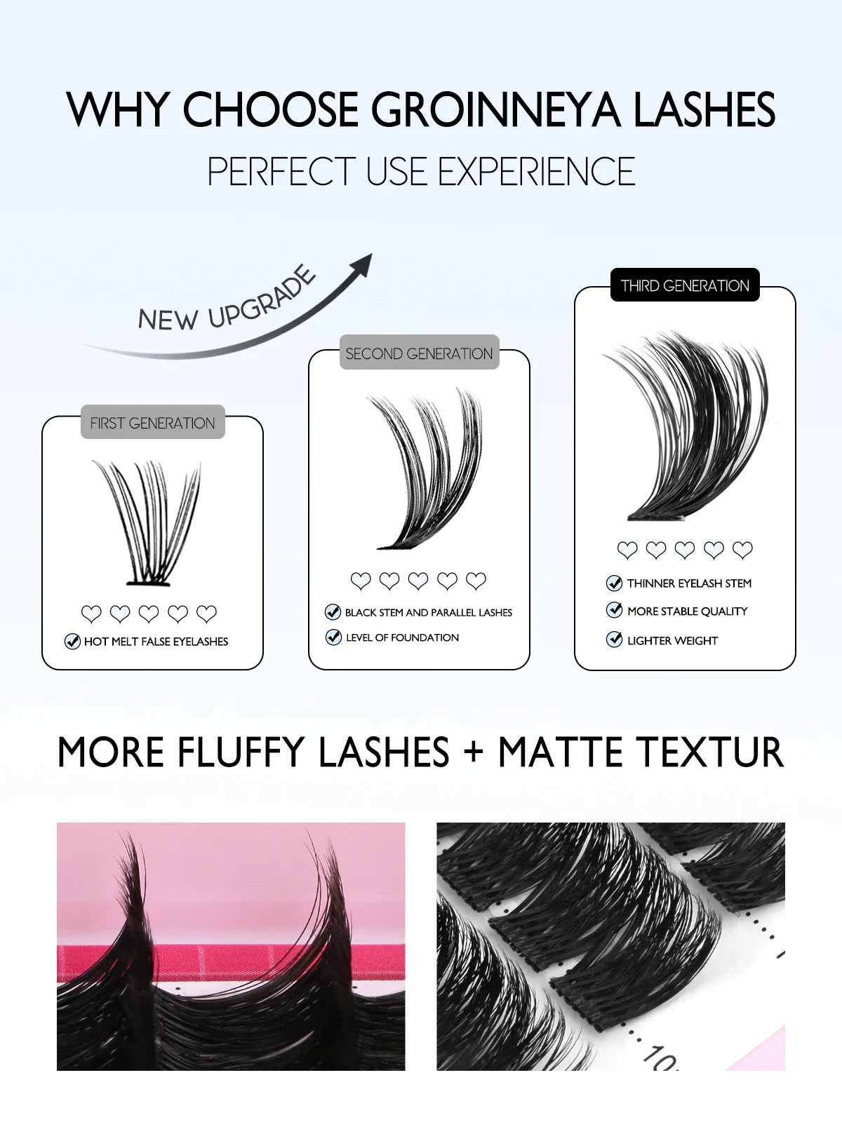 Fluffy C Curl Lash Cluster Kit (10–18mm) – DIY Eyelash Extensions Set with Bond & Seal for Natural Volume Lashes