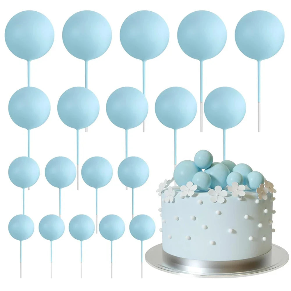 20Pcs Colorful Cake Topper Balls – Gold, Silver & Pastel DIY Cake Decorations for Birthday, Wedding & Party Supplies