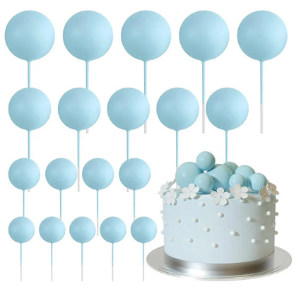 20Pcs Colorful Cake Topper Balls – Gold, Silver & Pastel DIY Cake Decorations for Birthday, Wedding & Party Supplies