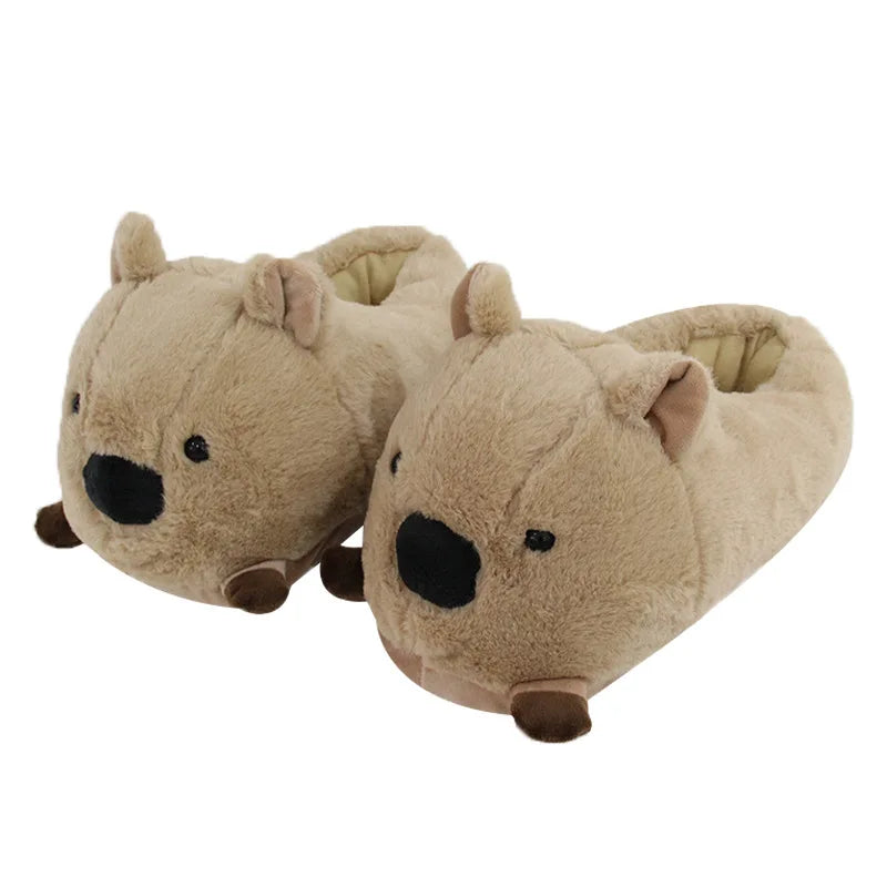 Winter Dinosaur Cotton Slippers for Women — Cartoon T-Rex Plush Velvet Home Slippers, Warm & Non-Slip Floor Shoes