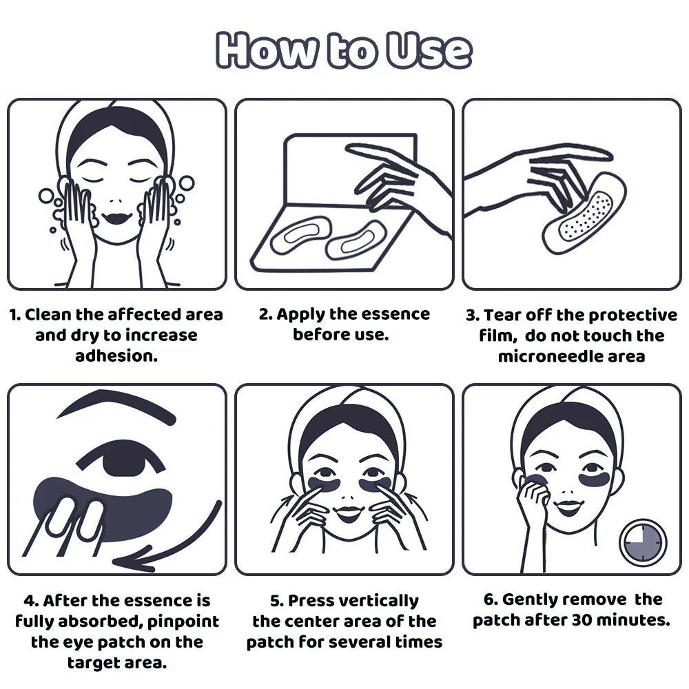 1–10PCS Hyaluronic Acid Microneedle Eye Patches – Anti-Wrinkle, Dark Circle & Moisturizing Under-Eye Gel Pads for Skin Care