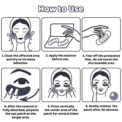 1–10PCS Hyaluronic Acid Microneedle Eye Patches – Anti-Wrinkle, Dark Circle & Moisturizing Under-Eye Gel Pads for Skin Care