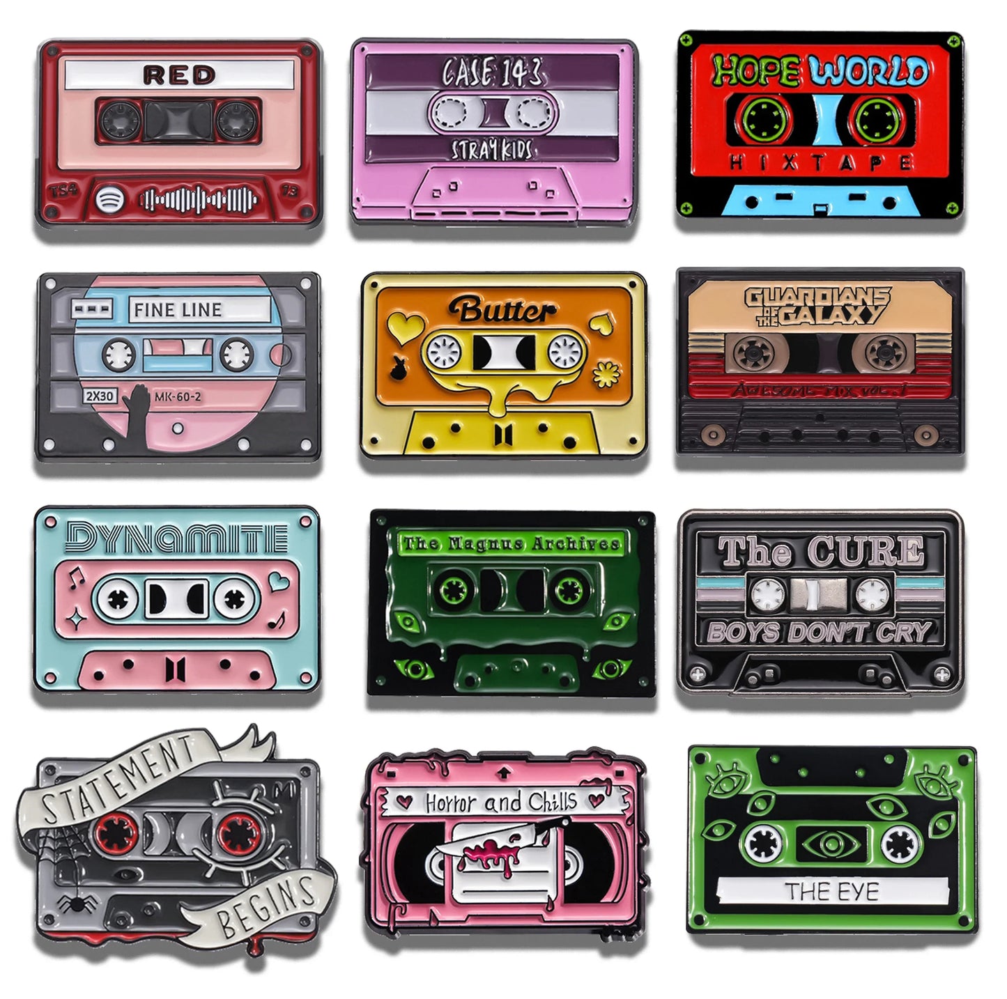 Magnetic Tape Music Series Metal Brooch – Versatile Clothing, Necklace & Badge Accessory with English Style