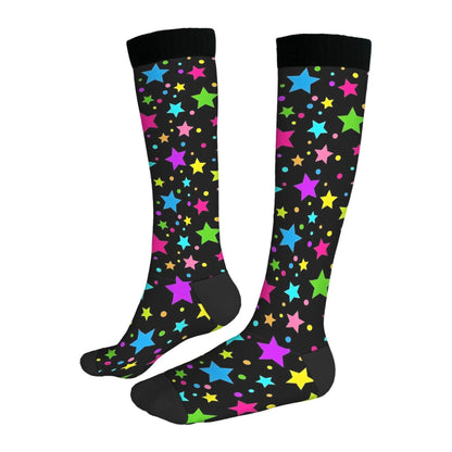 Colorful Star Novelty Socks for Women & Men, Hip-Hop Fashion Compression Warm Comfortable Street Style Gift Stockings