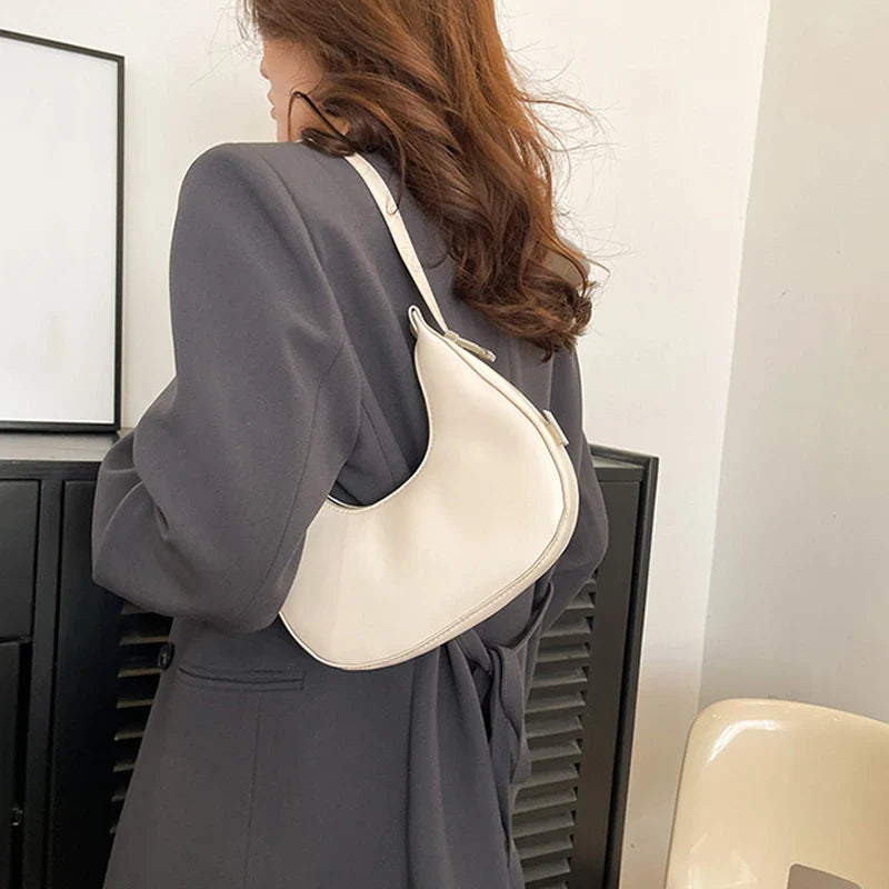 Fashion PU Leather Underarm Bag for Women – Trendy Clutch Handbag, Single Shoulder, Simple Hobo Tote
