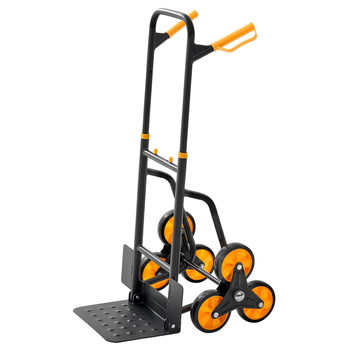 Stair Climbing Cart - Folding 6-Wheel Grocery Trolley with Telescoping Handle & Bungee Cords