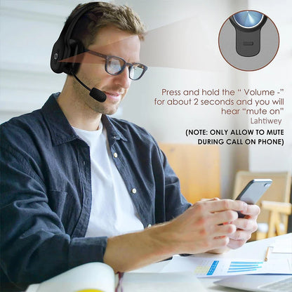 Bluetooth V5.3 Wireless Headset – Truck Driver & Office Hands-Free Call Headphones with Microphone