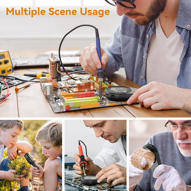 2.0 Inch 500X Digital Microscope - 1080P Video Coin Microscope with Magnifying Glass & 8 LEDs, for Electronics Repair, Windows/Mac