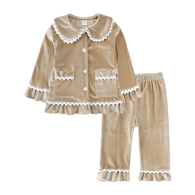2025 Kids Christmas Pajama Set – Velvet Loungewear Long Sleeve Sleepwear for Boys & Girls