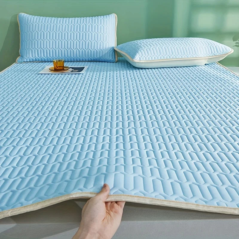 Cool Ice Fabric Mattress Cover - Washable Summer Bedspread with Elastic Four-Corner Fit