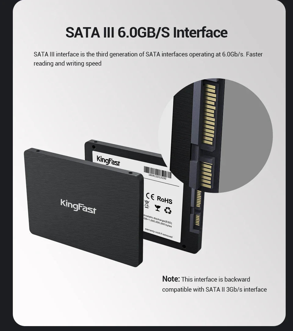KingFast 2.5" SATA 3 SSD – 120GB, 128GB, 240GB, 256GB, 480GB, 512GB, 1TB Internal Solid State Drive for Laptop & Desktop PC   2/2