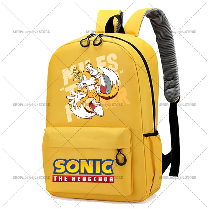 Cartoon Sonic Backpack — School Bag for Kids & Teens Featuring Amy, Rose & Shadow Characters, Perfect Gift for Boys