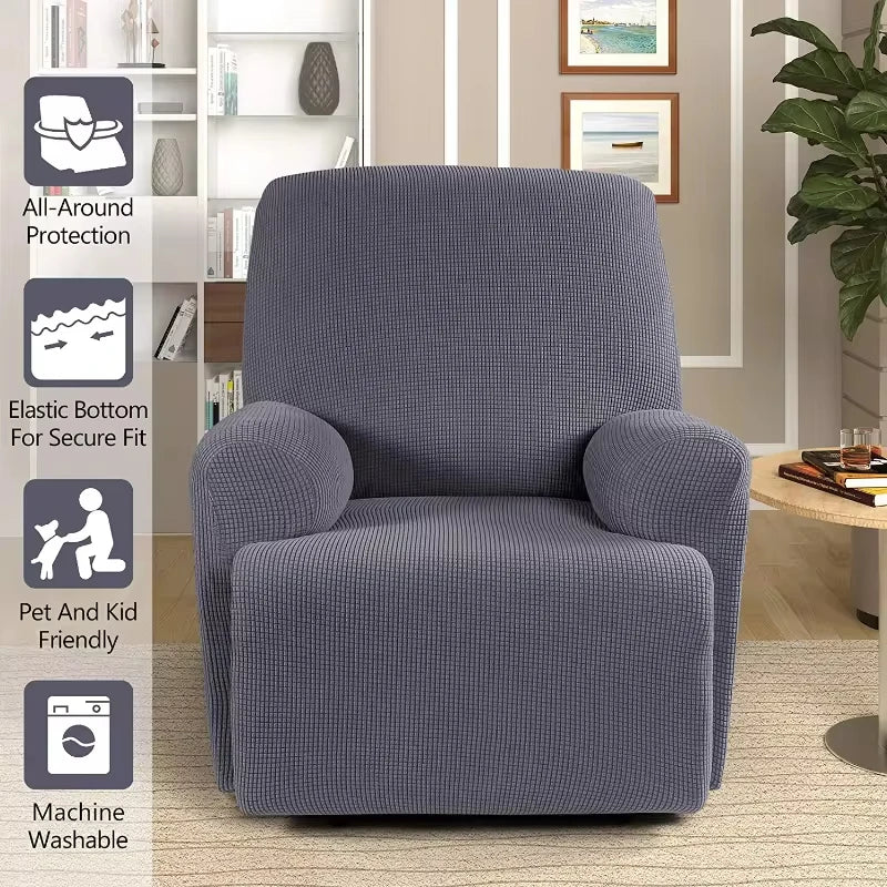 4pcs Recliner Sofa Cover Set - Stretch Spandex Couch Slipcovers with Non-Slip Fit for Armchair & Lazy Chair