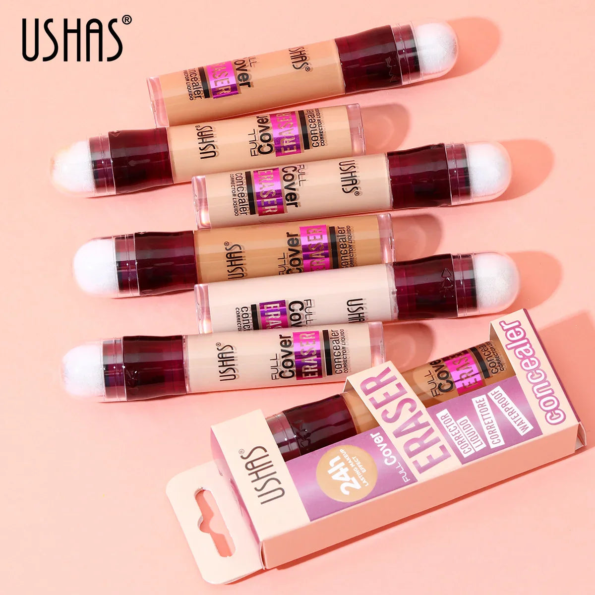 USHAS Sponge Head Concealer – Black Circles, Tear Marks, Acne & Skin Imperfections Waterproof Foundation Makeup Eraser