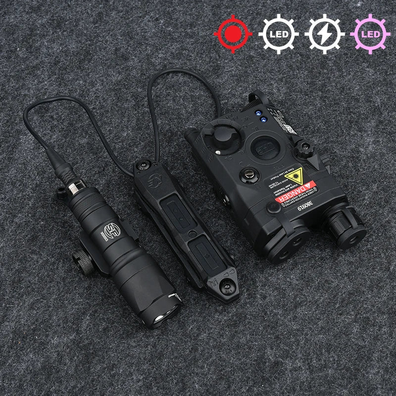 Tactical Surefir M300A/M600C Flashlight — Nylon PEQ-15 Battery Box with Dual Control Switch, Fits 20MM Rail