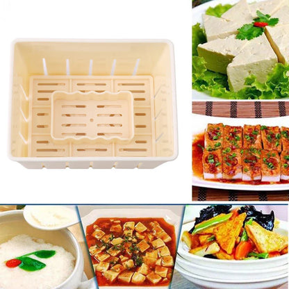 DIY Tofu Press Mould Set - Homemade Soybean Curd Making Kit with Cheese Cloth, Plastic Tofu Mold, Kitchen Cooking Tool