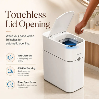 Touchless Smart Trash Can - Motion Sensor Auto Bag-Suction Waste Bin for Small Spaces & RVs