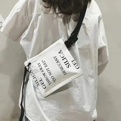 Simulated Desiccant Dupont Paper Shoulder Bag for Women – 2024 Fashion White Small Letter Crossbody Chest Bag Purse