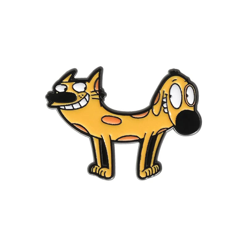 Colorful Cat & Dog Anime Brooch – Cartoon Pin for Clothing, Collars, and Film & TV Accessories