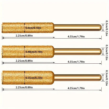 3/9Pcs Diamond Chainsaw Sharpener Bits – High Hardness Titanium Plated Grinding Wheels for Electric Chainsaw Sharpening Tool Set