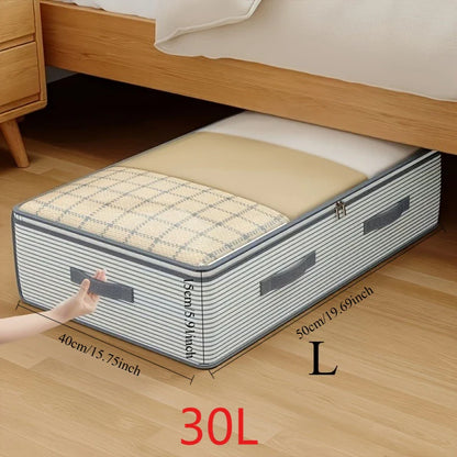 Large Capacity Clothes Storage Bag – Heavy Duty Non-Woven Organizer Box with Clear Window for Blankets, Comforters & Bedding Under Bed Storage