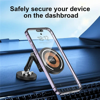 Magnetic Wireless Car Charger Stand – Fast Charging Mount for MagSafe iPhone 15/14/13/12