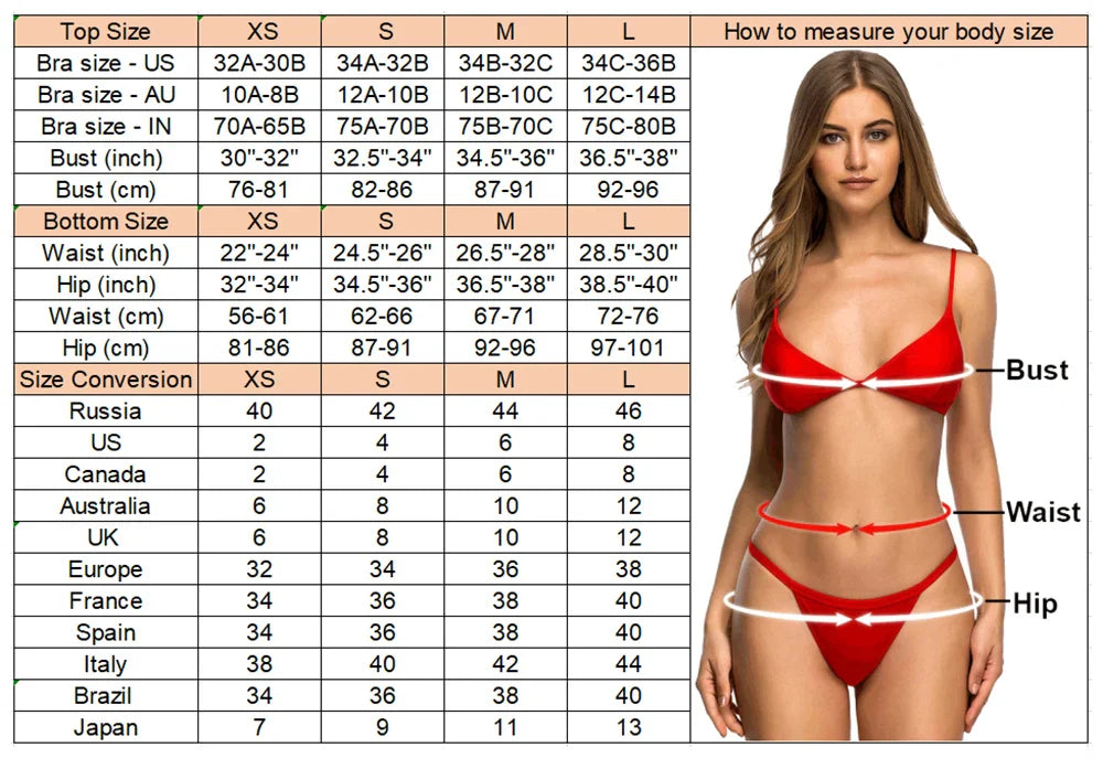Women’s Cherry Print Three-Piece Bikini Set — Short Sleeve Swimsuit XS-L
