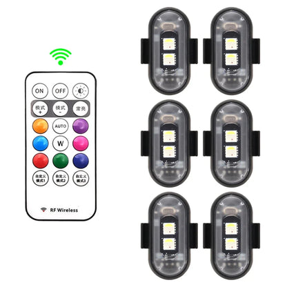 RGB LED Strobe Lights for Car & Motorcycle – 8-Color Wireless Flash Position Warning Lights for Aircraft & Helicopter
