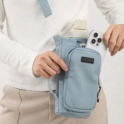 Unisex Water Bottle Carrier Bag with Strap – Insulated Crossbody Sling with Phone Pocket for Travel & Outdoor Use