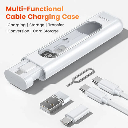 Toocki 5-in-1 OTG Adapter Kit – USB-C/Micro/Lightning Multi Converter with SIM & TF Card Storage Case, Compact Data & Charging Adapter for iPhone & Samsung Devices