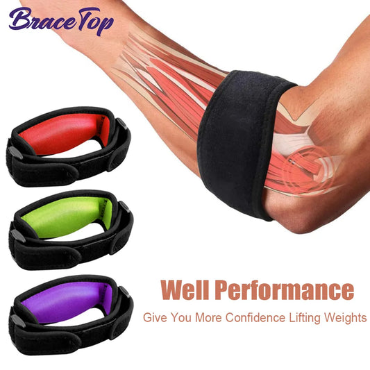 BraceTop Tennis Elbow Brace - Tendonitis & Forearm Pain Relief - Golf Elbow Support with Compression Pad for Men and Women