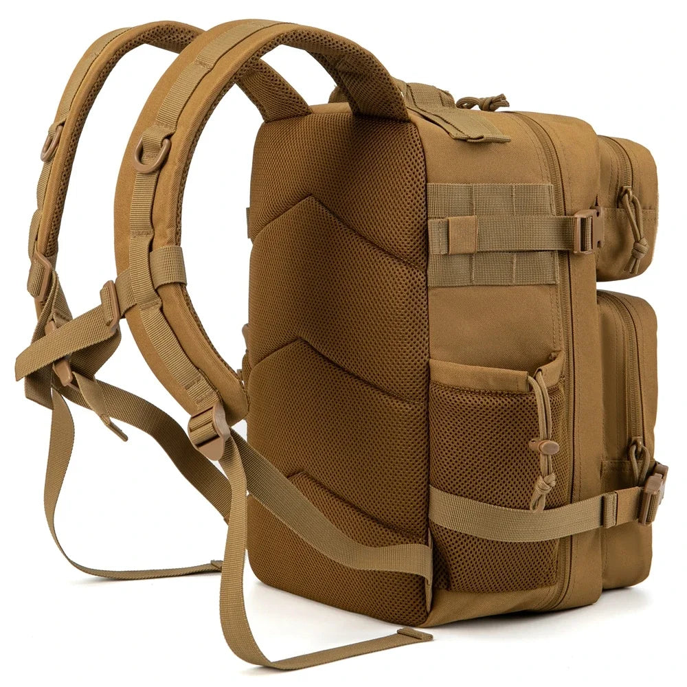 QT&QY 25L/45L Tactical Backpack – Outdoor Survival & Hiking Rucksack for Men & Women, Bug Out Bag with Bottle Holder