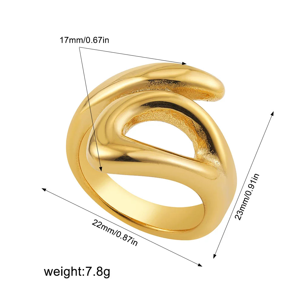 Vintage Stainless Steel Chunky Ring – Punk Irregular Adjustable Open Ring for Women, Wedding Jewelry Gift