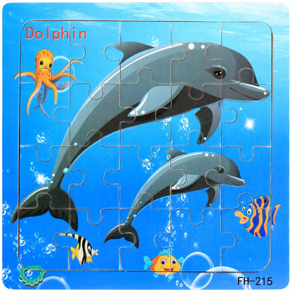 20-Piece Wooden Puzzle Set — Cartoon Animals, Cars, Letters & Numbers Educational Jigsaw Toys for Kids
