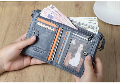 CONTACT'S Genuine Leather Short Wallet for Women — Luxury Designer Card & Coin Holder, Mini Money Clip Wallet with Free Shipping