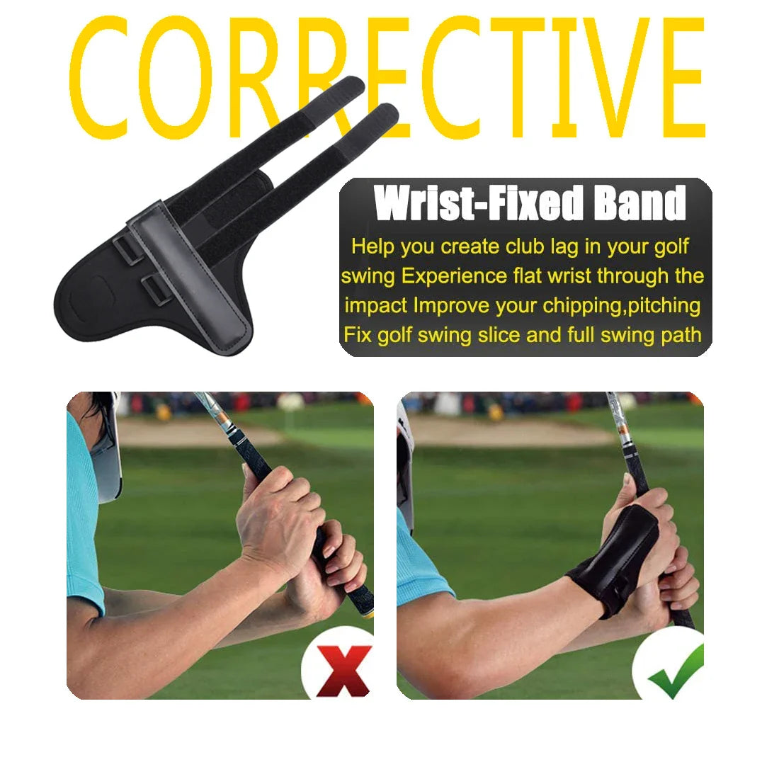 Golf Swing Aids: Pro Power Band Wrist Brace for Smooth and Connected Swings - Correct Training Tool for Gesture Alignment Practice