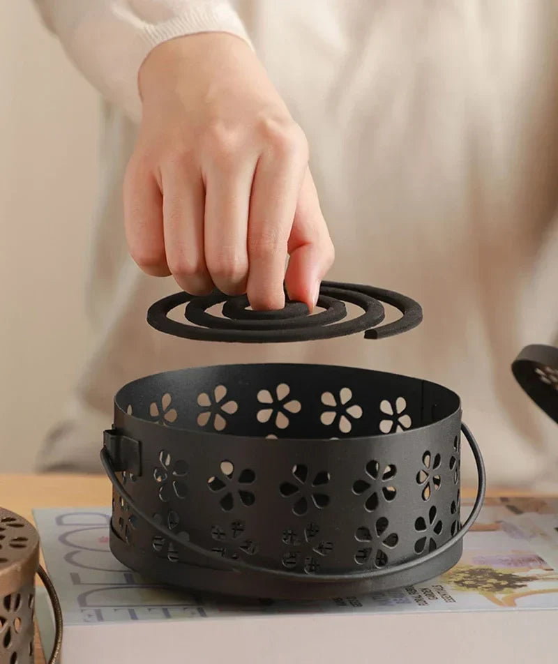 Portable Mosquito Coil Tray Holder – Sandalwood Incense Burner Box for Home Insect Repellent & Anti-Fire Safety
