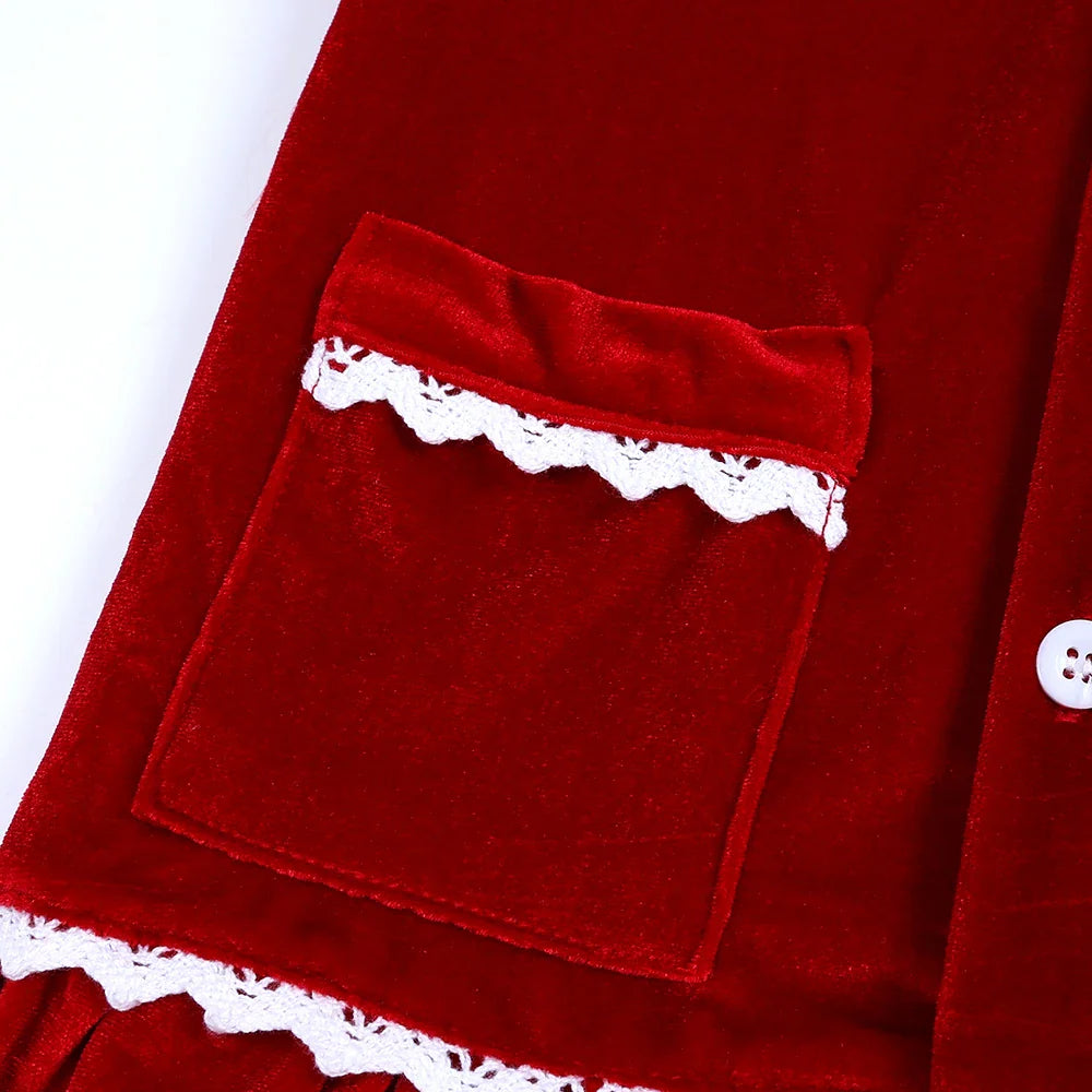 2025 Kids Christmas Pajama Set – Velvet Long Sleeve Loungewear & Sleepwear for Boys & Girls