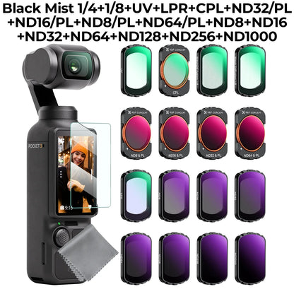 K&F Concept Filter Set for DJI Osmo Pocket 3 – UV, CPL, ND/PL, Black Mist, Star & 1.2X Wide-Angle Lens Effects
