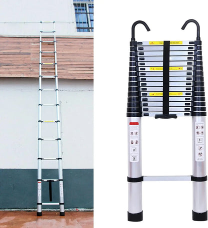 DayPlus 6.2M Multi-Purpose Telescopic Ladder — Aluminum Folding Extendable Ladder with Removable Hook, Non-Slip, 150kg/330lb Capacity