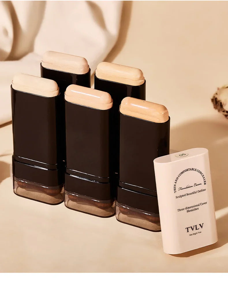 TVLV Eraser Foundation Stick with Brush – 20g Brightening Liquid Foundation & Long-Lasting Concealer